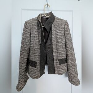 Linda Allard Ellen Tracy, Chic Women's Brown and White Tweed Blazer, Size Medium